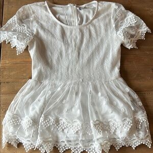 Elegant White Lace Blouse, Vintage, Y2K, Size S